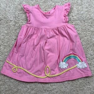 Goodlad‎ Pink Rainbow Cloud Dress Toddler Girls 4T Flutter Sleeve Applique